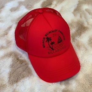 Billabong Beach Bum red snap back trucker hat